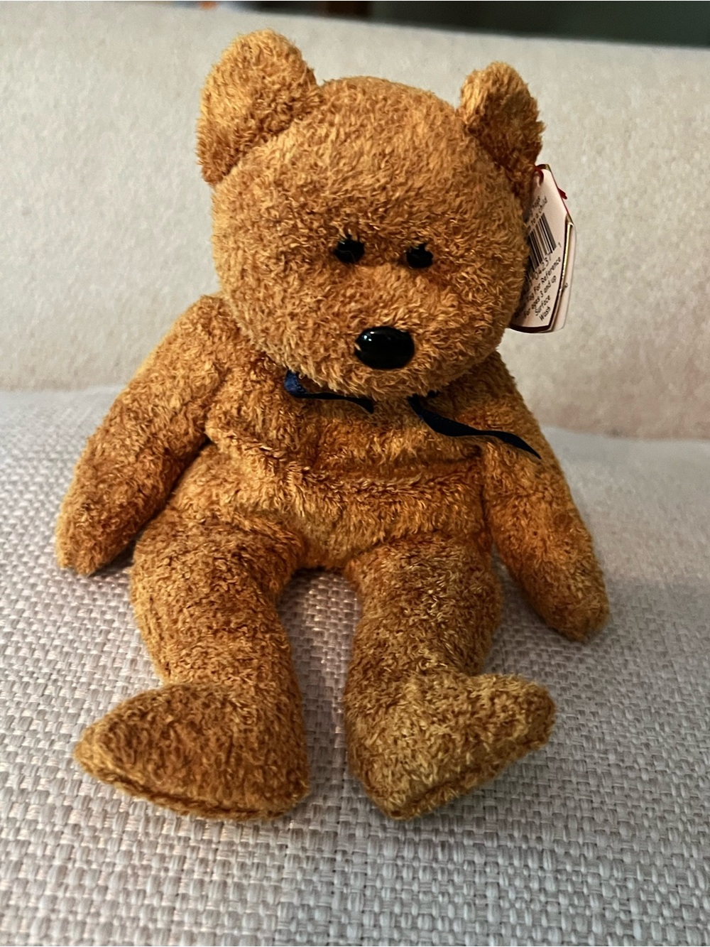 TY beanie baby Plush Brown Teddy Bear with Bow - Kids Toy “fuzz”